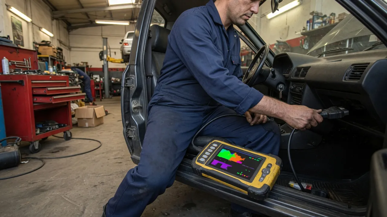 Plugging the scanner into the OBD port